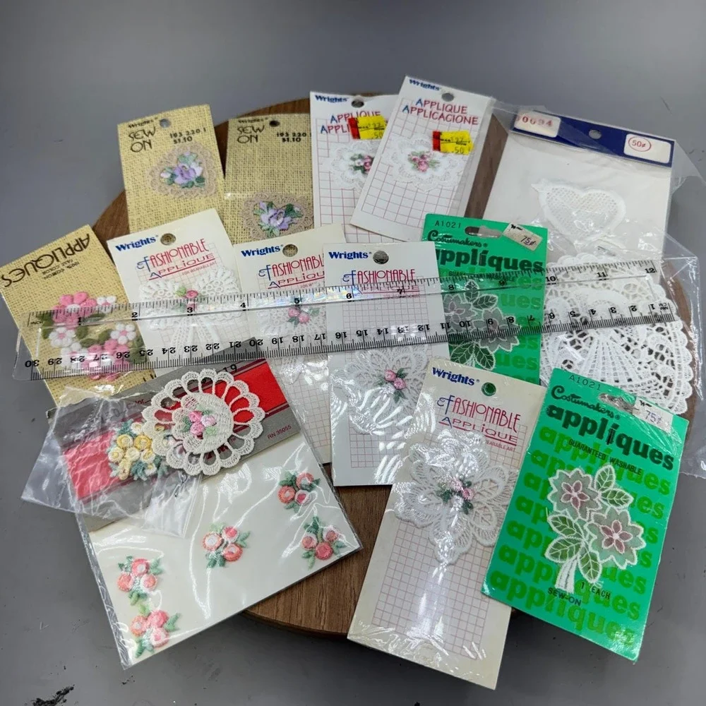 Wrights Costumakers Vintage Floral Lace Sew On Applique Lot OS‎ Multicolor Mixed